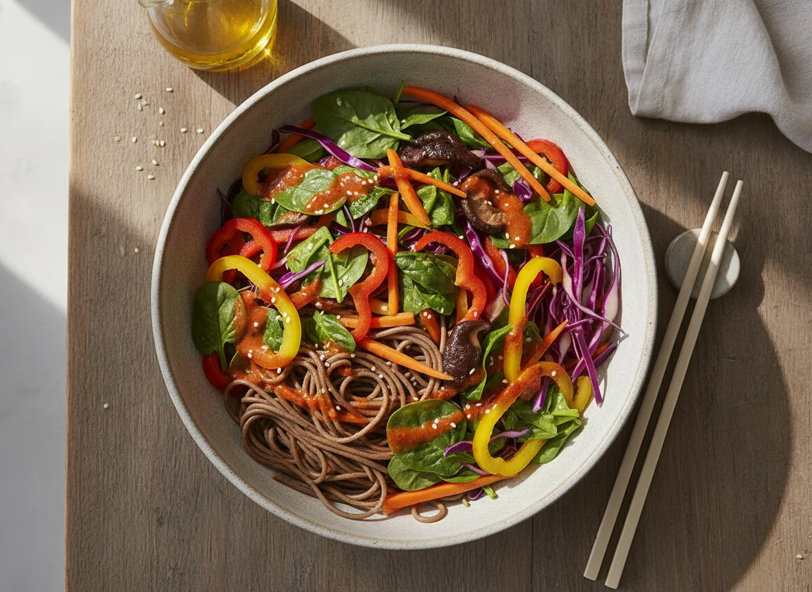 Mixed Vegetable and Soba Noodle Bowl photo
