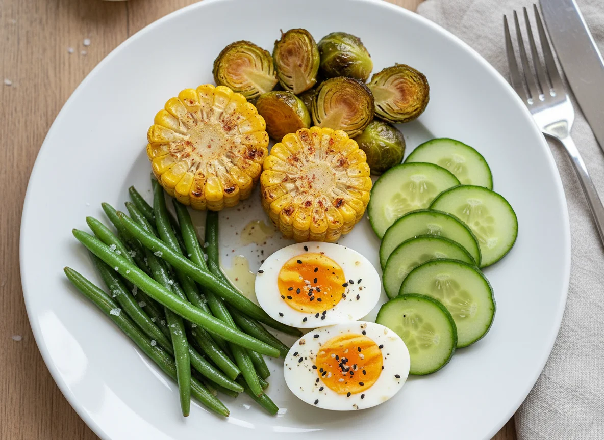 Mixed Vegetable Plate with Egg photo