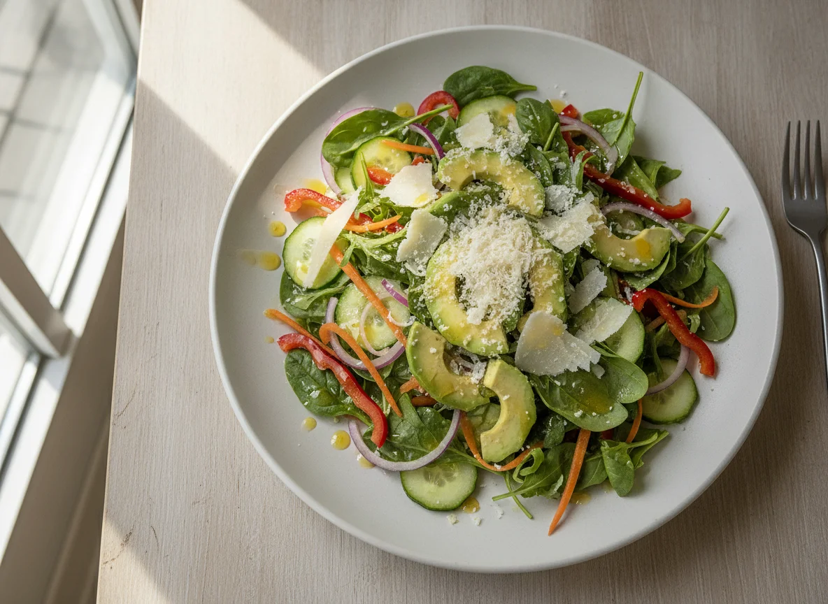 Mixed Vegetable Salad with Avocado and Vinaigrette photo