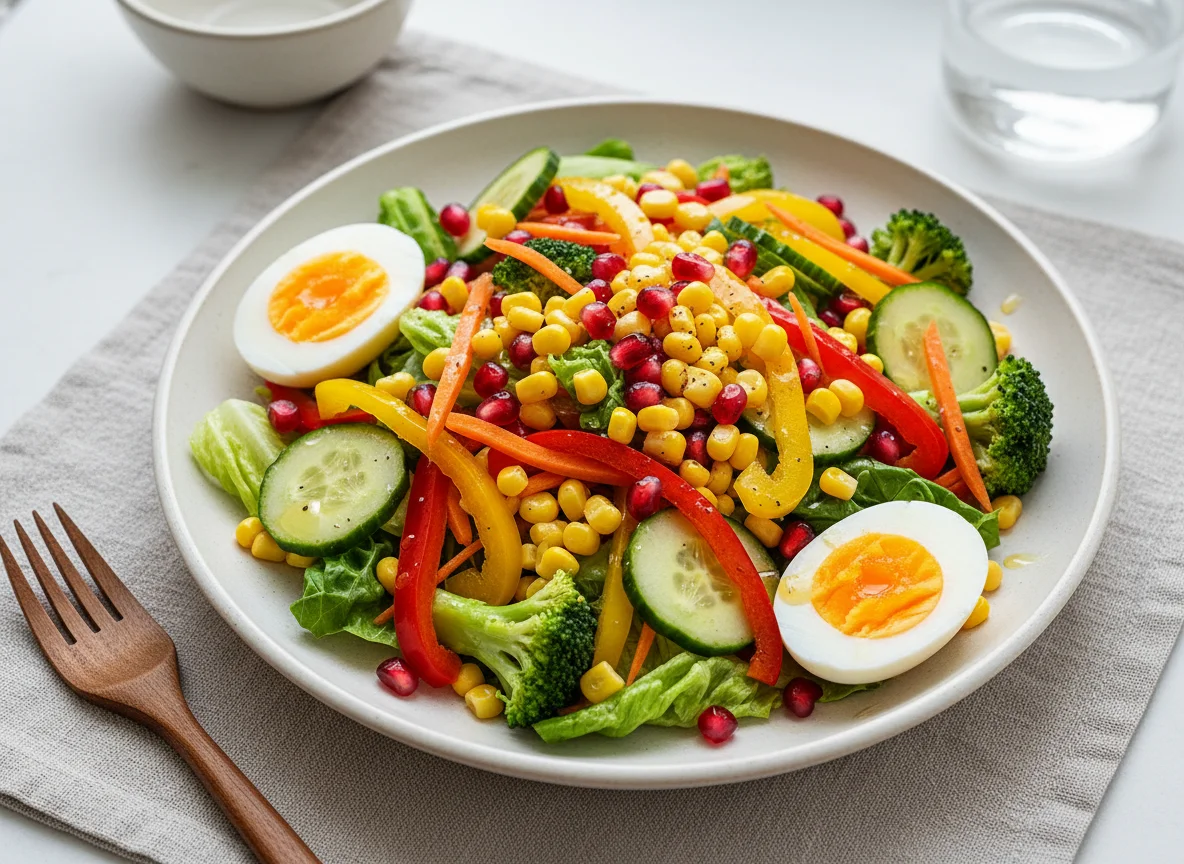 Mixed Vegetable Salad with Boiled Eggs photo