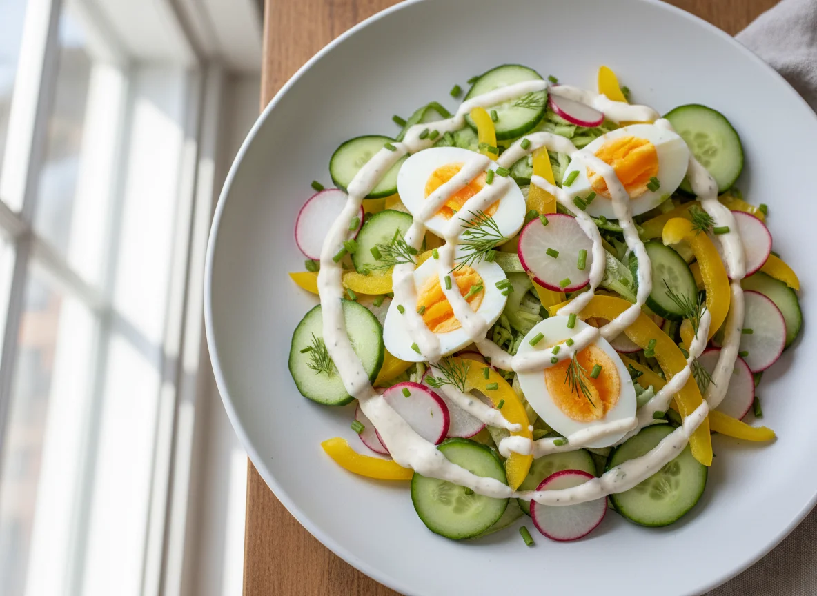 Mixed Vegetable Salad with Creamy Dressing photo