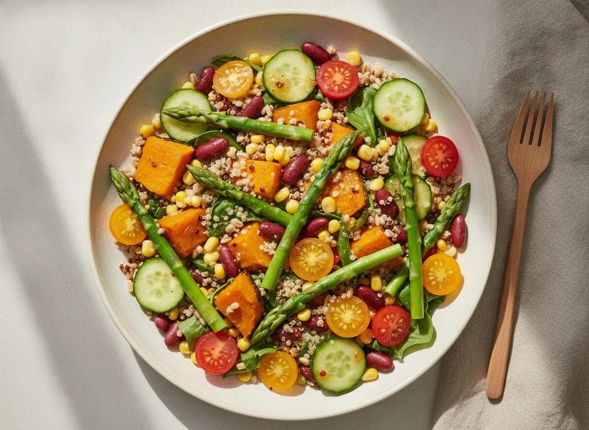 Mixed Vegetable Salad with Pumpkin and Asparagus photo