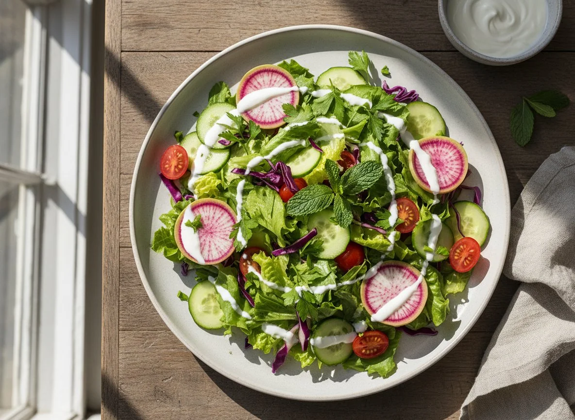 Mixed Vegetable Salad with Watermelon Radish photo