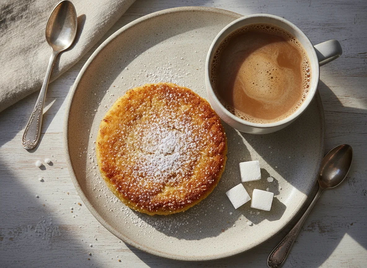 Moroccan Harcha and Milk Coffee photo