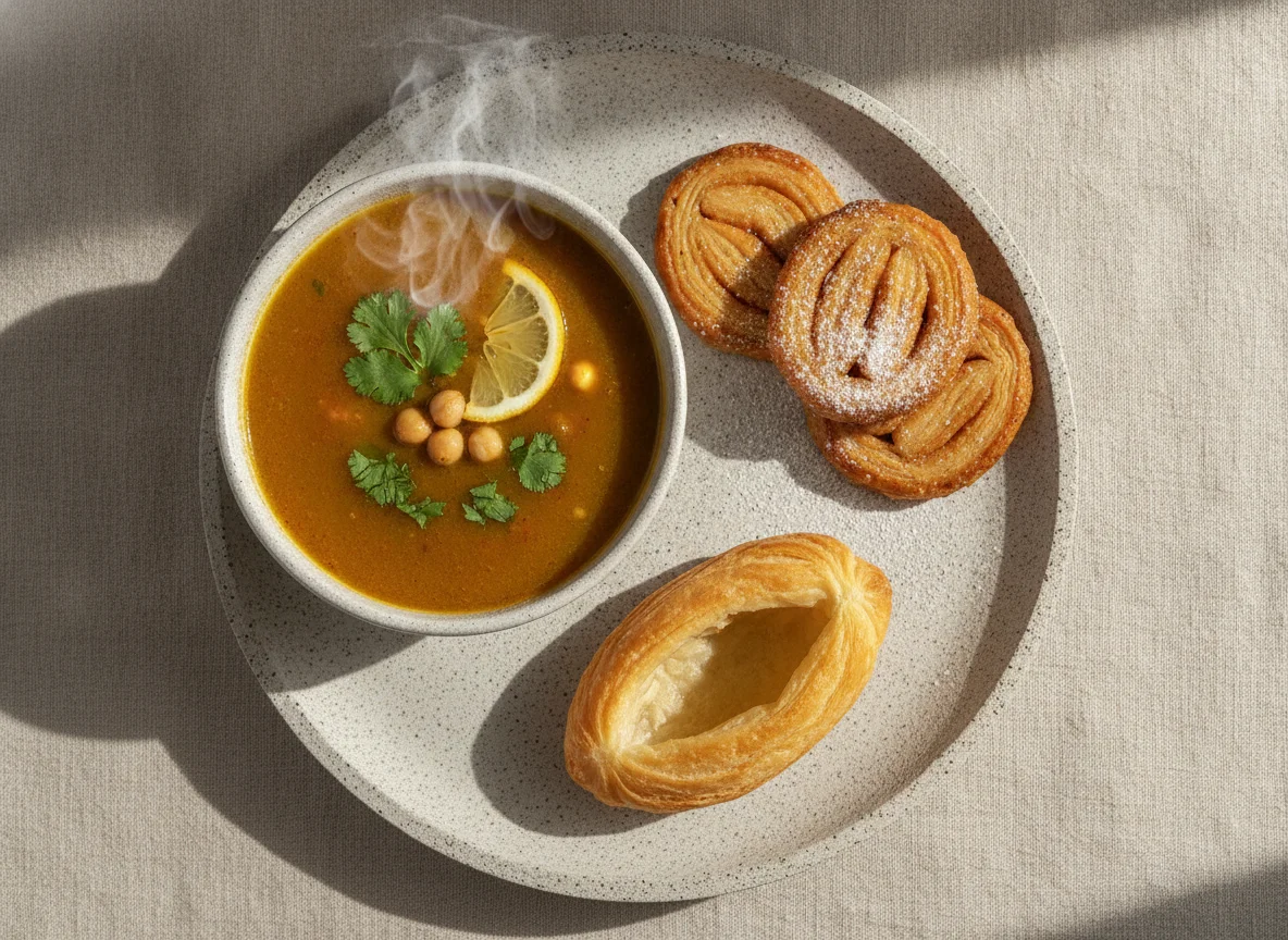 Moroccan Soup and Pastries photo