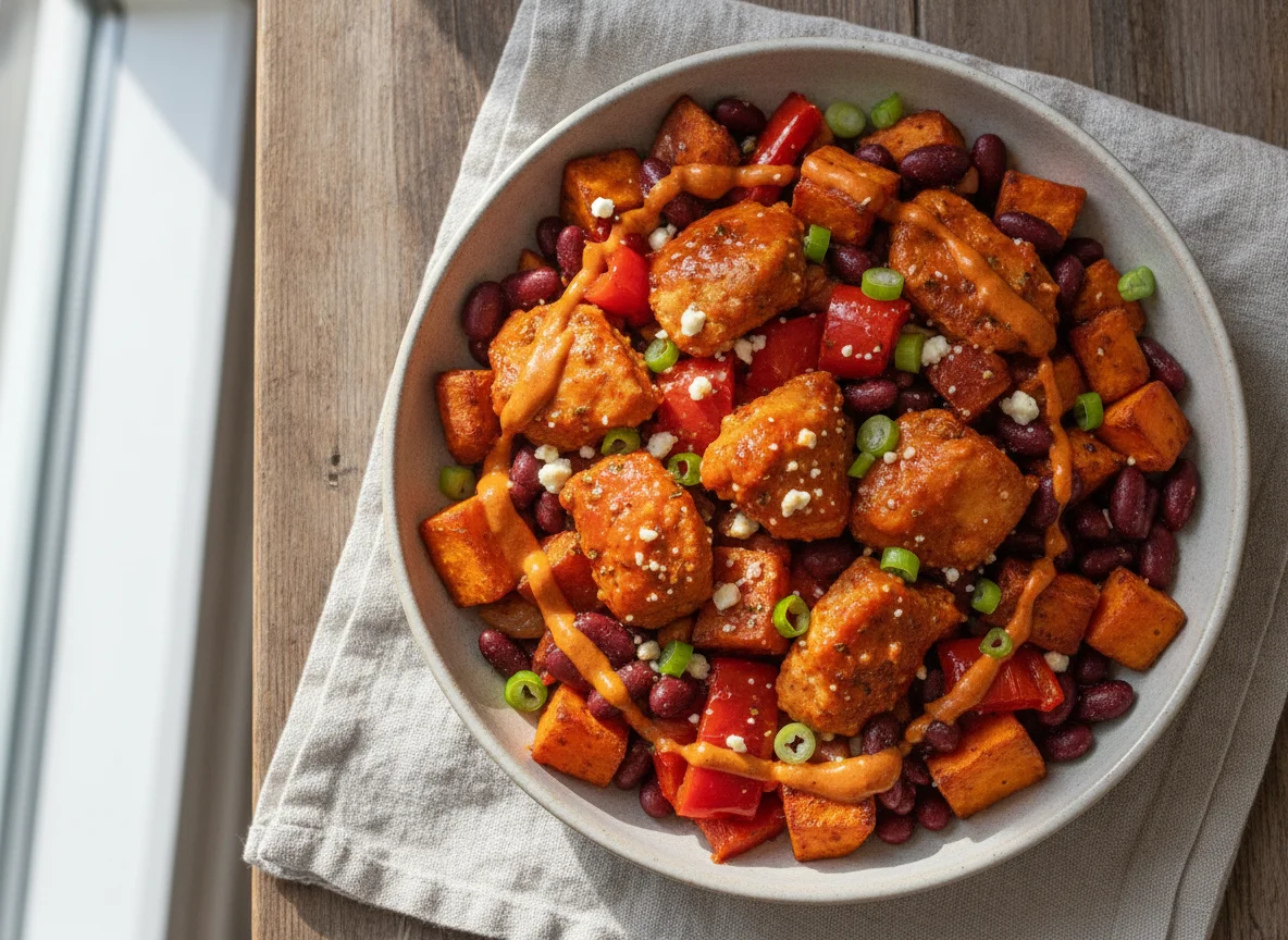 M&S Buffalo Chicken with Red Peppers, Sweet Potato and Kidney Beans photo
