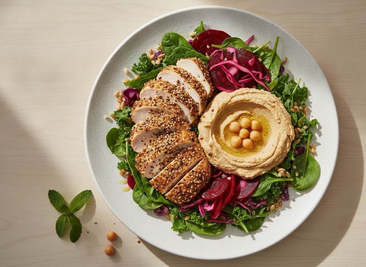 M&S Dukkah Chicken & 5 Bean Houmous Salad photo