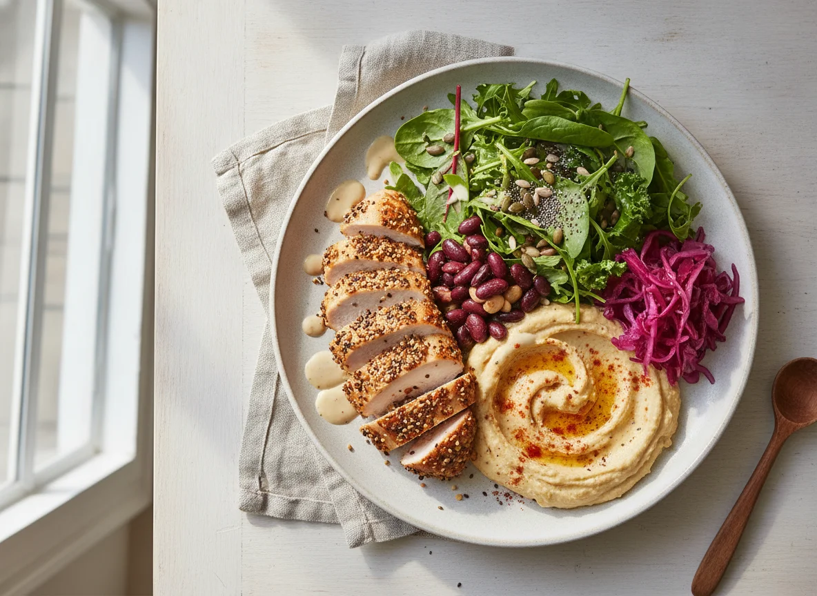 M&S Nutrient Dense Dukkah Chicken & 5 Bean Houmous photo