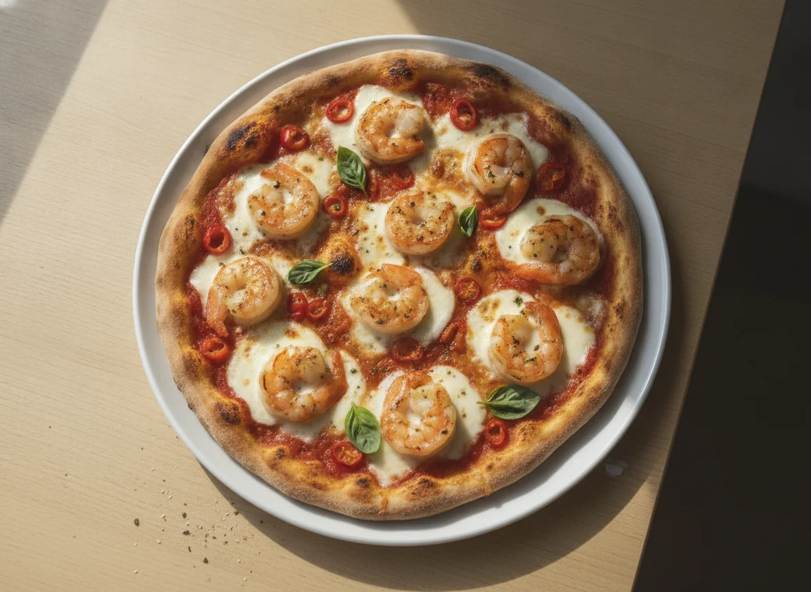 M&S Wood Fired Ultra Thin Spicy King Prawn Pizza photo