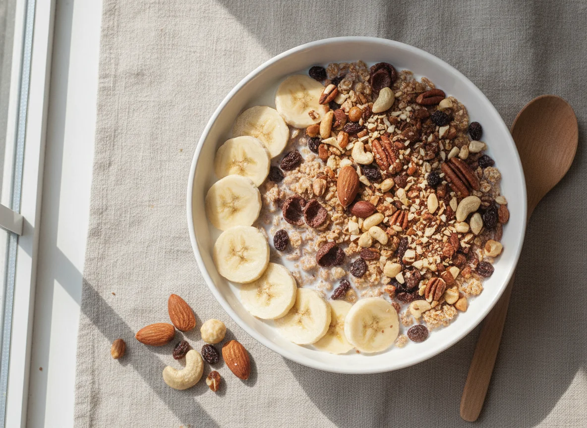 Muesli with Banana and Mixed Nuts photo