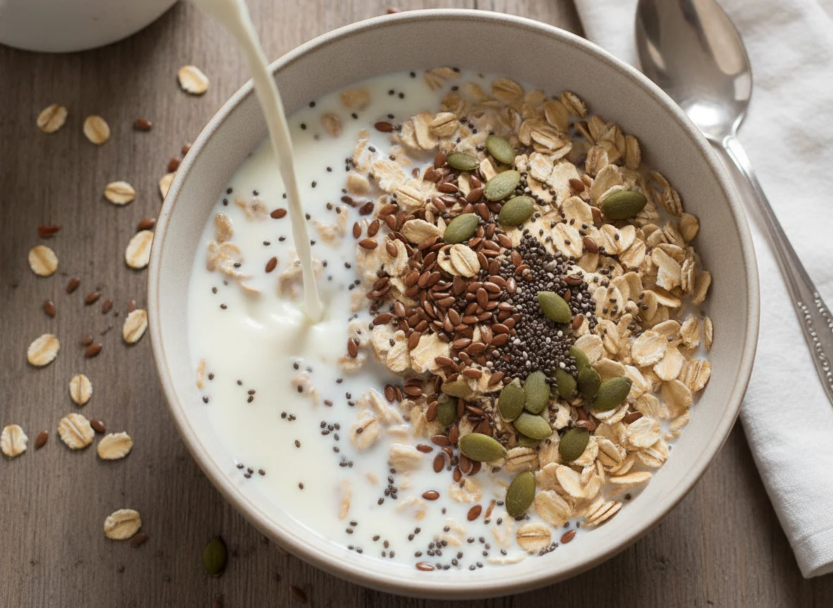 Muesli with Milk and Seeds photo