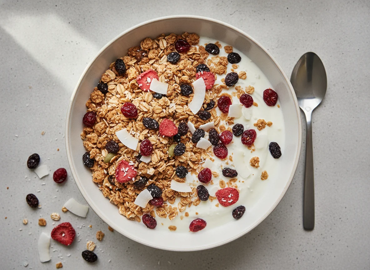 Muesli with Yogurt and Dried Fruit photo
