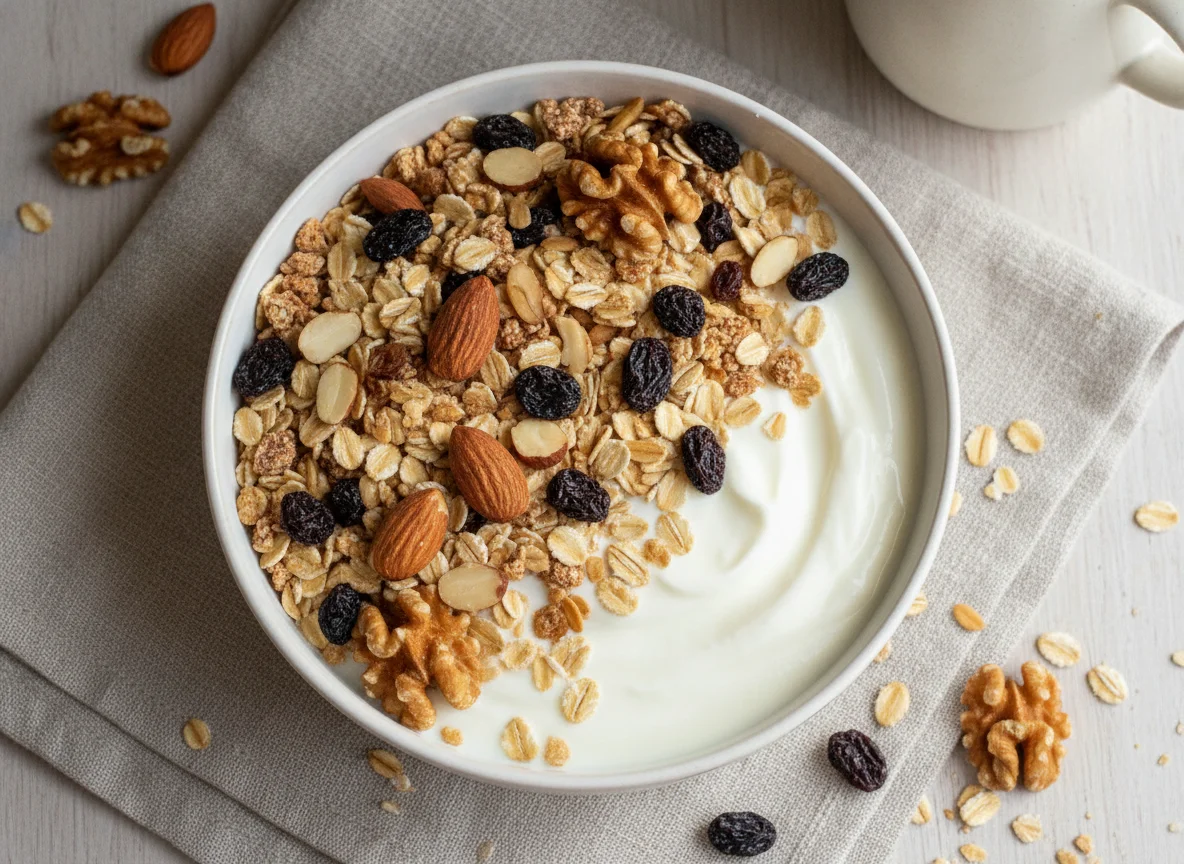 Muesli with Yogurt and Nuts photo