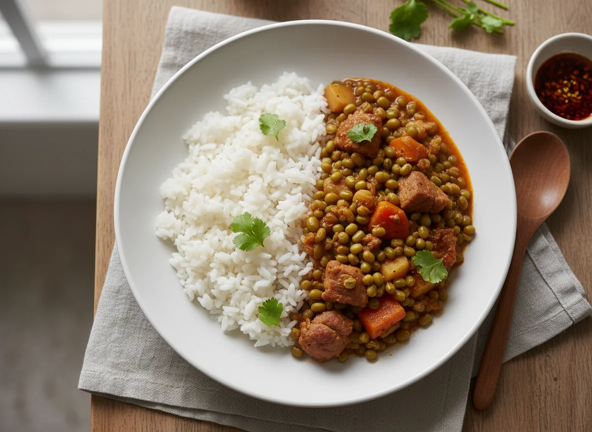 Mung Bean Stew with Pork and Rice photo
