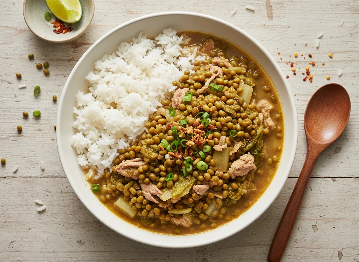 Mung Bean Stew with Rice and Pork photo