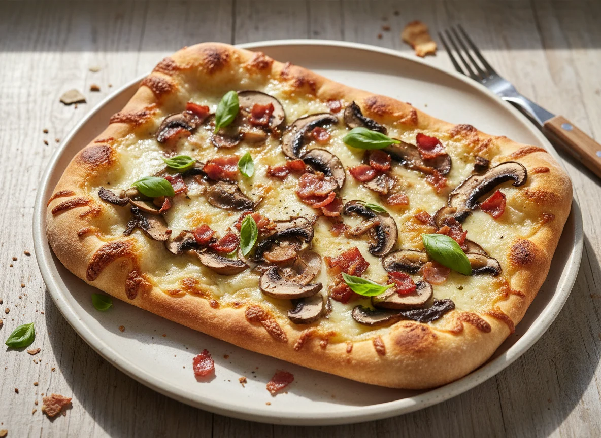 Mushroom and Bacon Flatbread Pizza photo