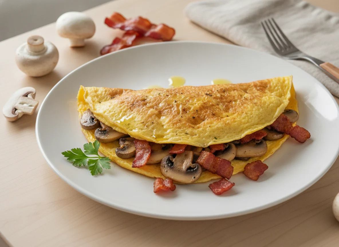 Mushroom and Bacon Omelette photo