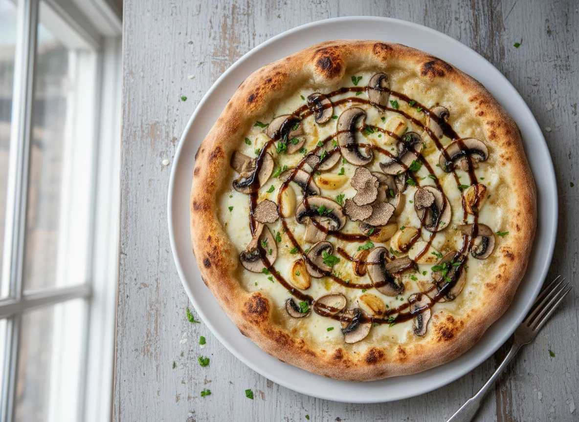Mushroom and Garlic Truffle Pizza photo