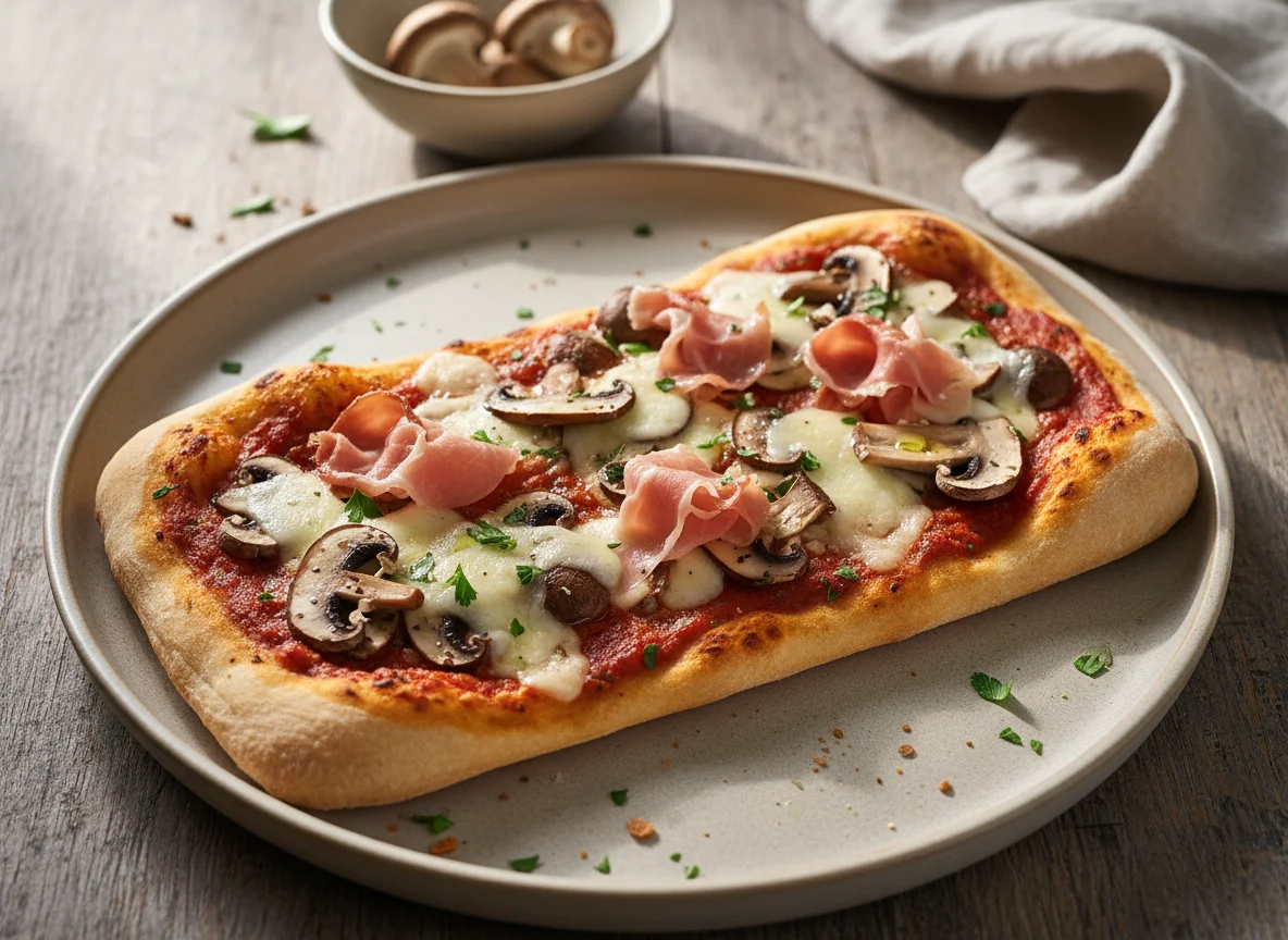 Mushroom and Ham Flatbread Pizza photo