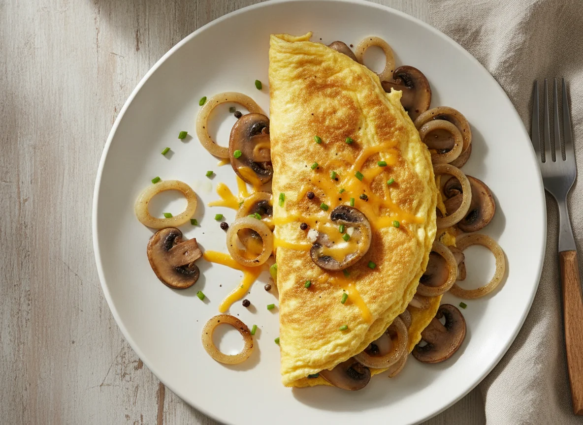 Mushroom and Onion Omelette photo