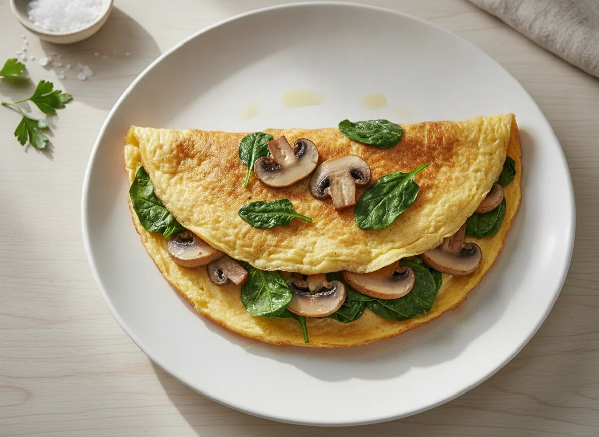 Mushroom and Spinach Omelette photo
