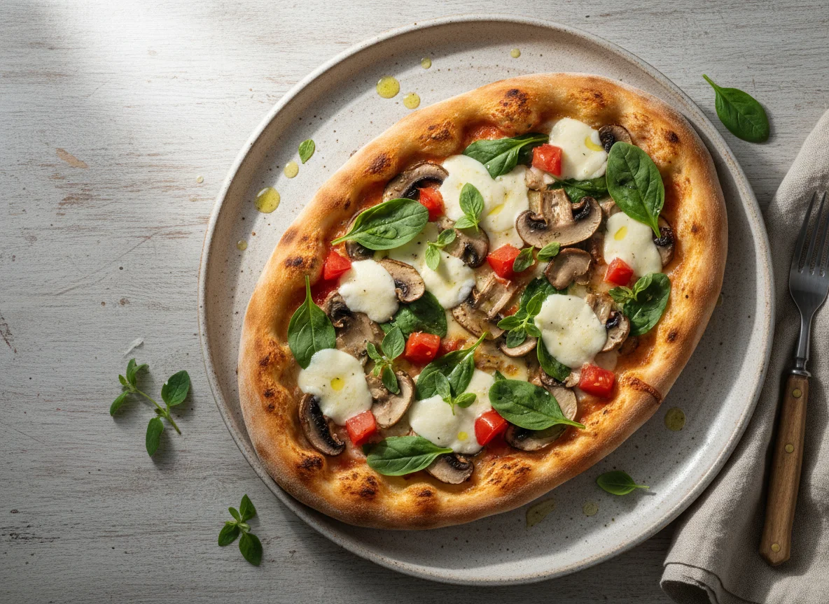 Mushroom and Vegetable Flatbread Pizza photo