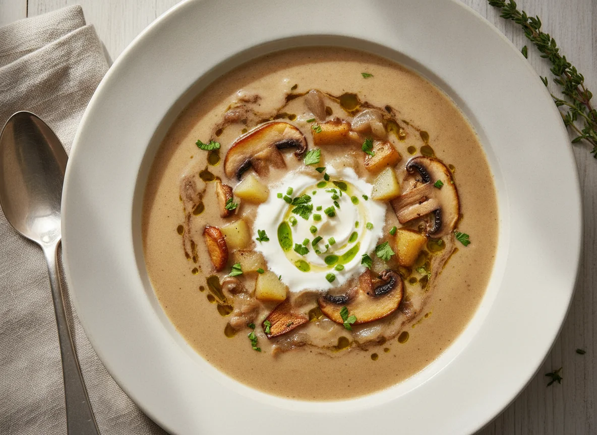 Mushroom cream soup photo