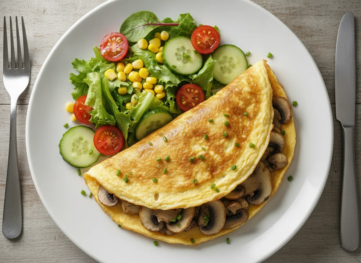 Mushroom Omelet with Side Salad photo