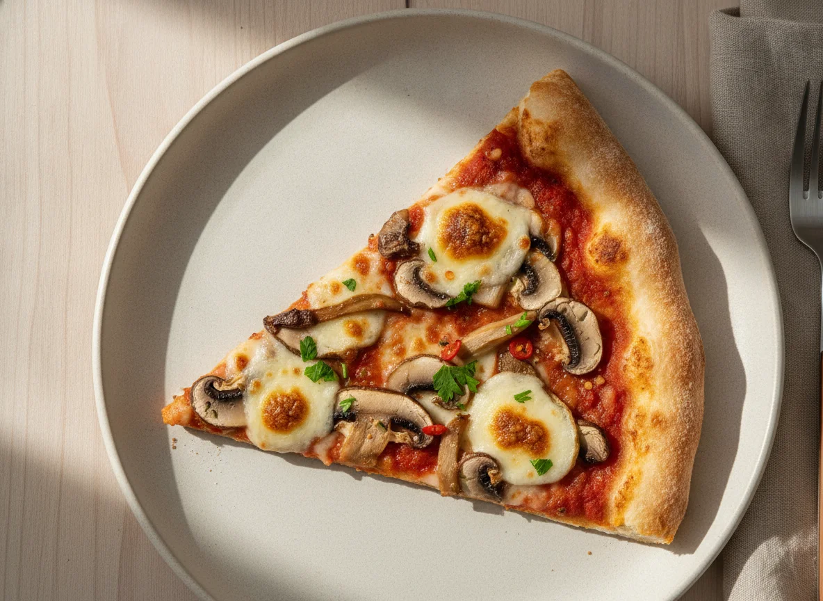Mushroom Pizza Slice photo