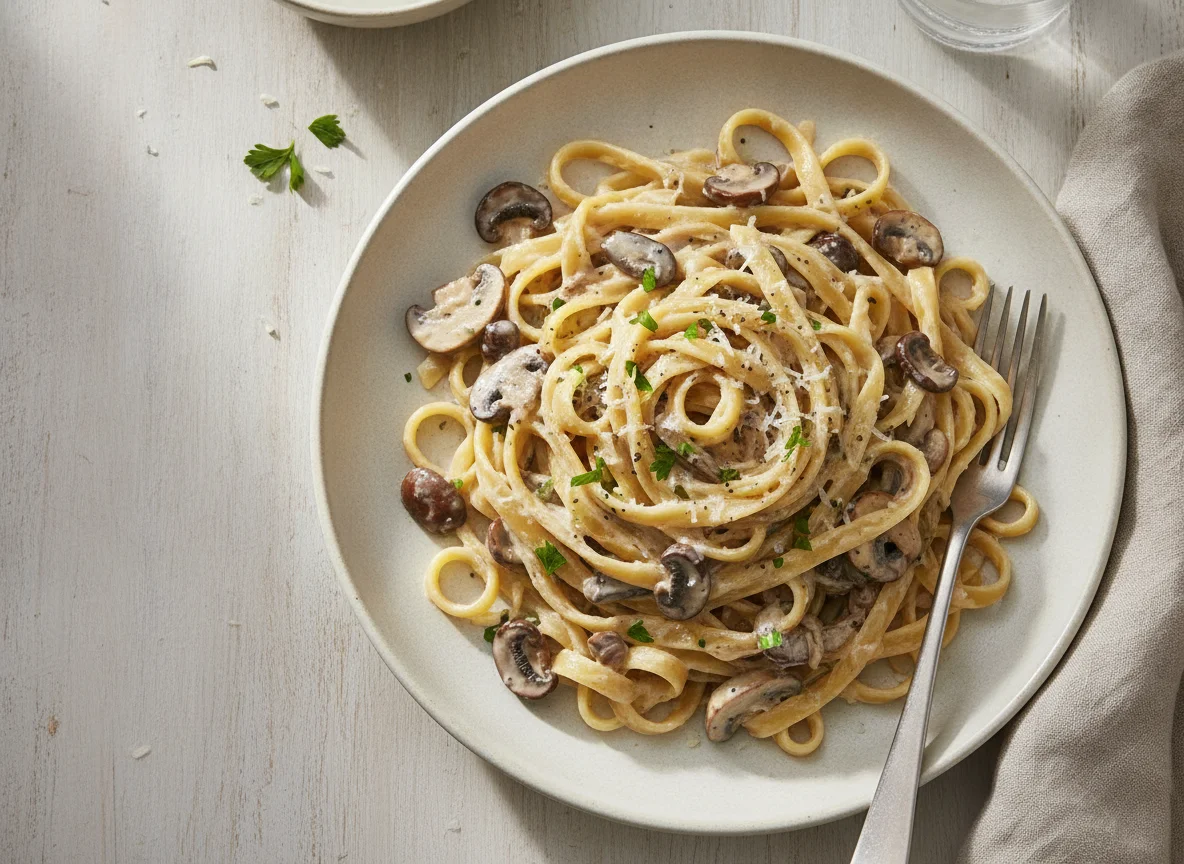 Mushroom Tagliatelle with Cream Sauce photo