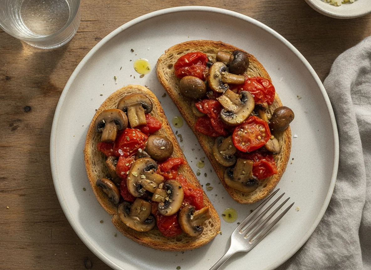 Mushrooms and Tomatoes on Toast photo