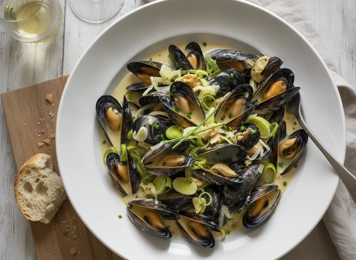 Mussels in White Wine and Cream Sauce photo