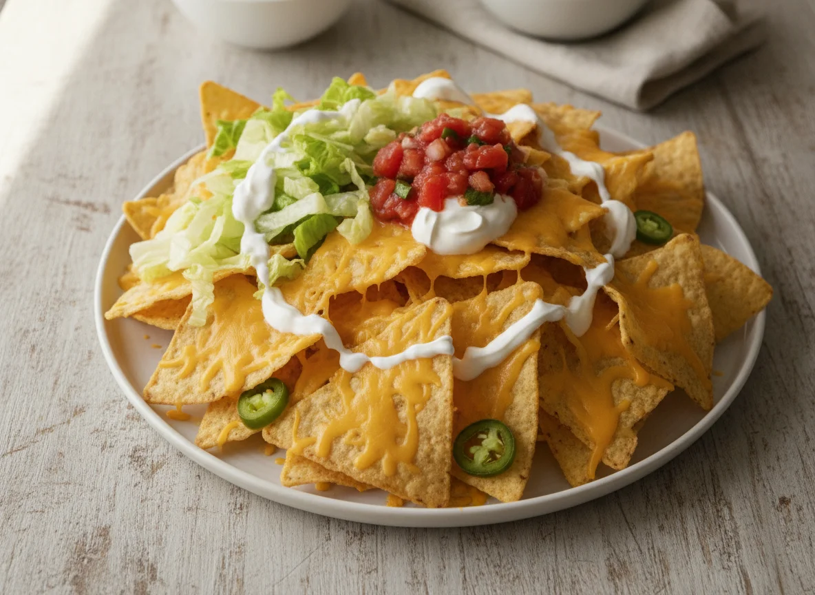 Nachos with Lettuce and Sour Cream photo