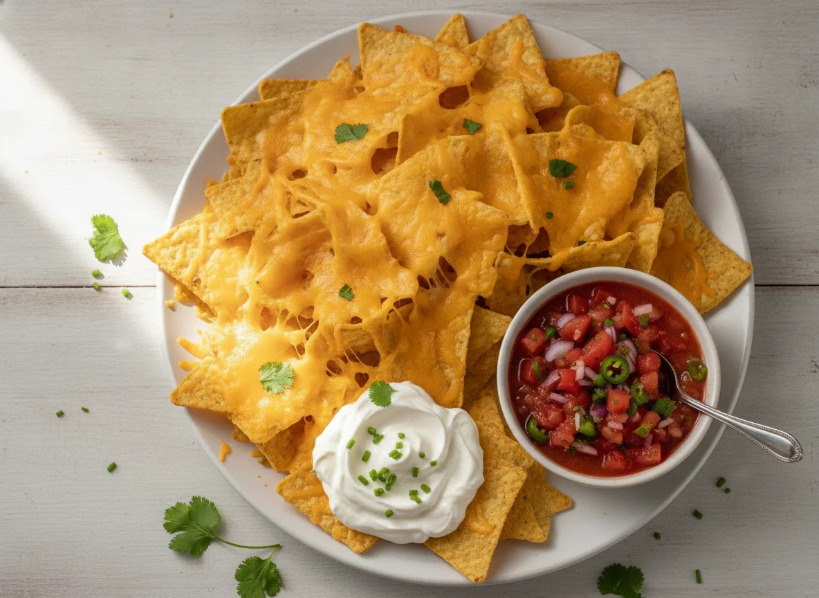 Nachos with Salsa and Sour Cream photo