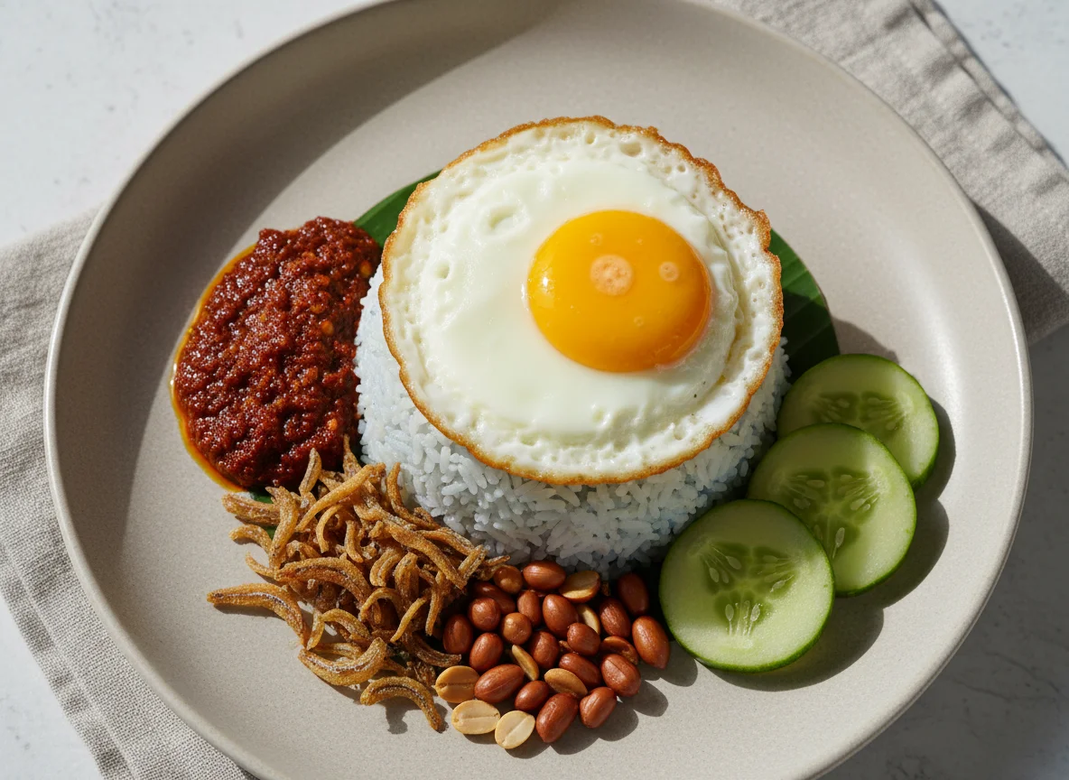 Nasi Lemak with Fried Eggs photo