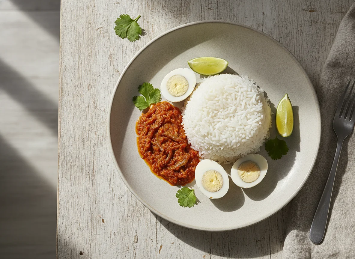 Nasi Sambal Teri with Quail Eggs photo
