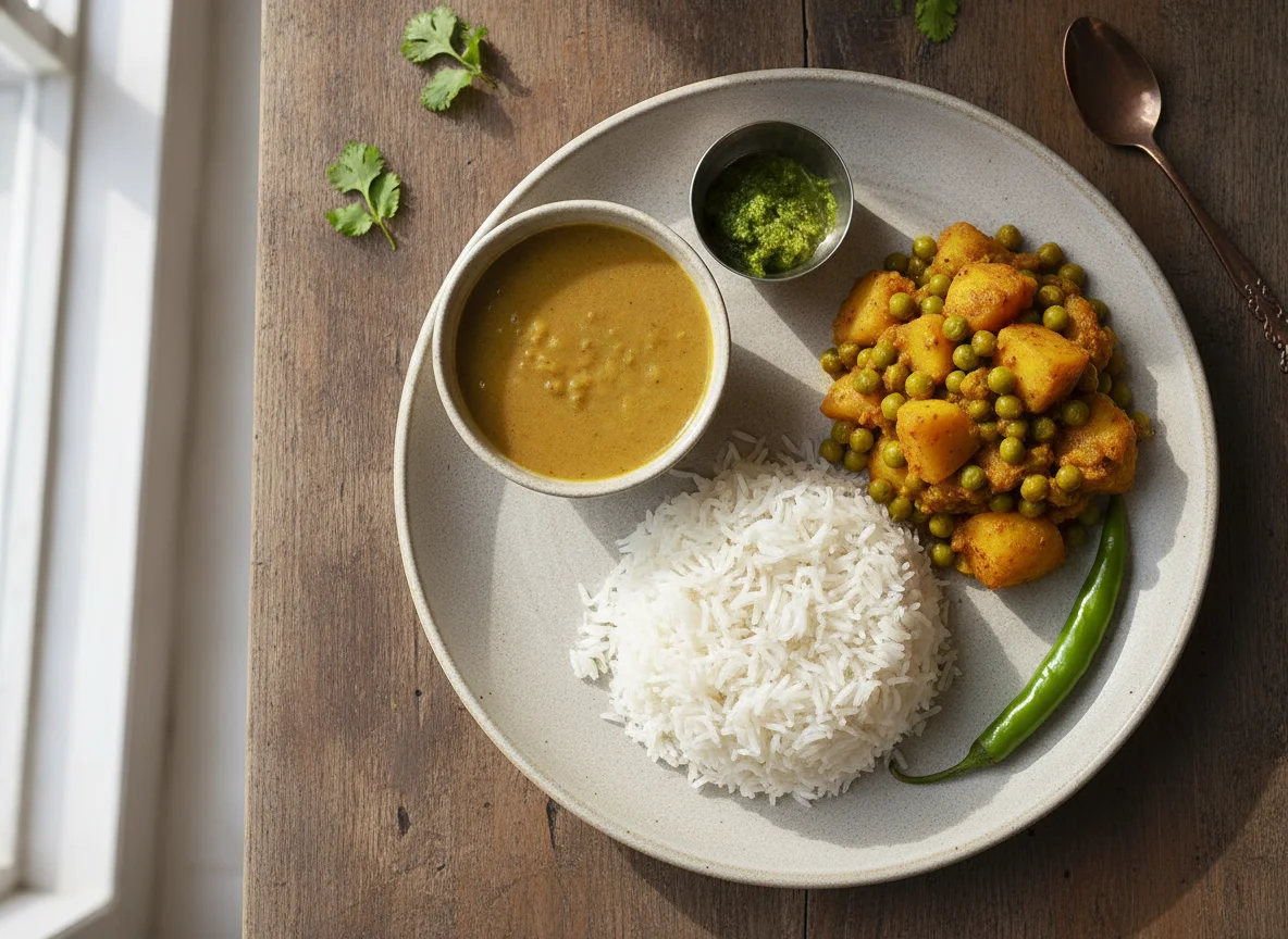 Nepali Dal Bhat with Vegetable Curry photo