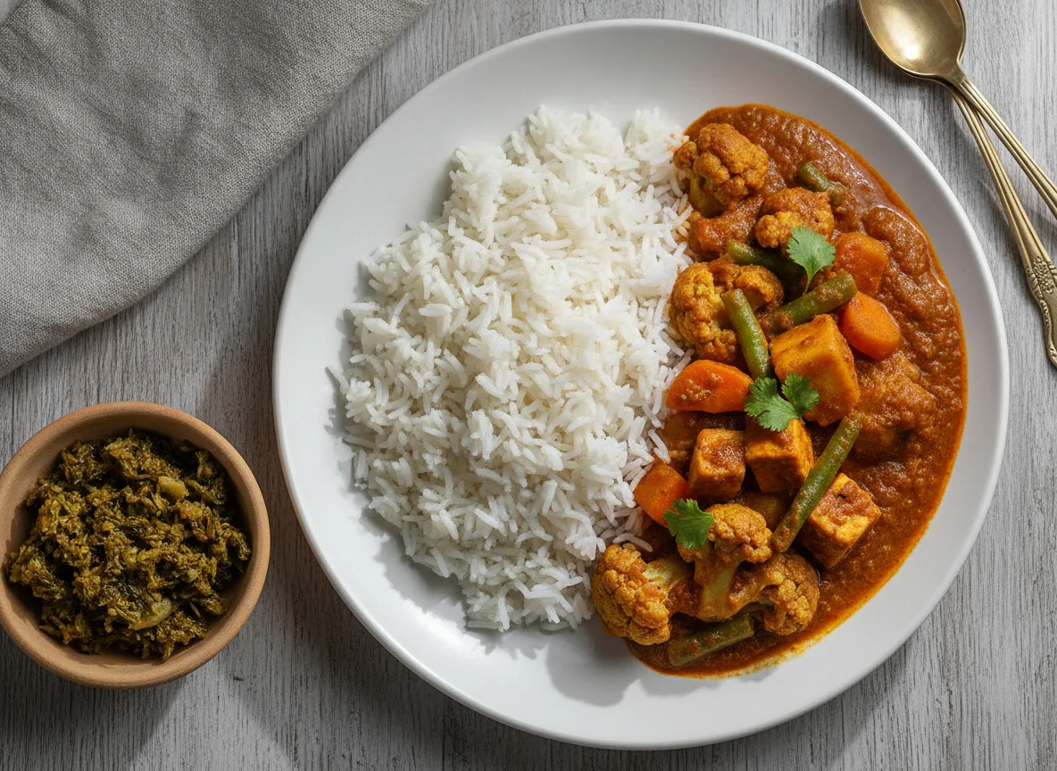 Nepali Rice and Mixed Vegetable Curry photo