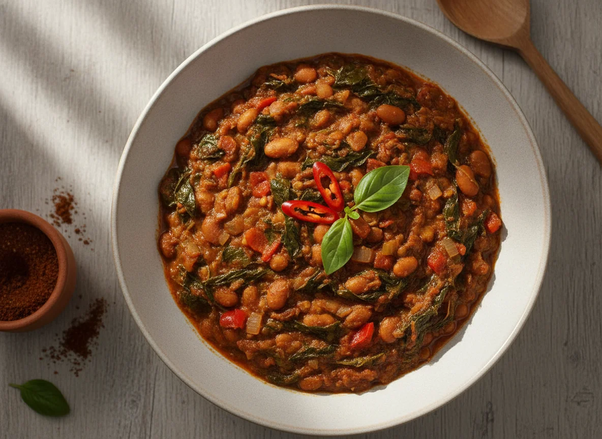 Nigerian Beans and Vegetable Porridge photo