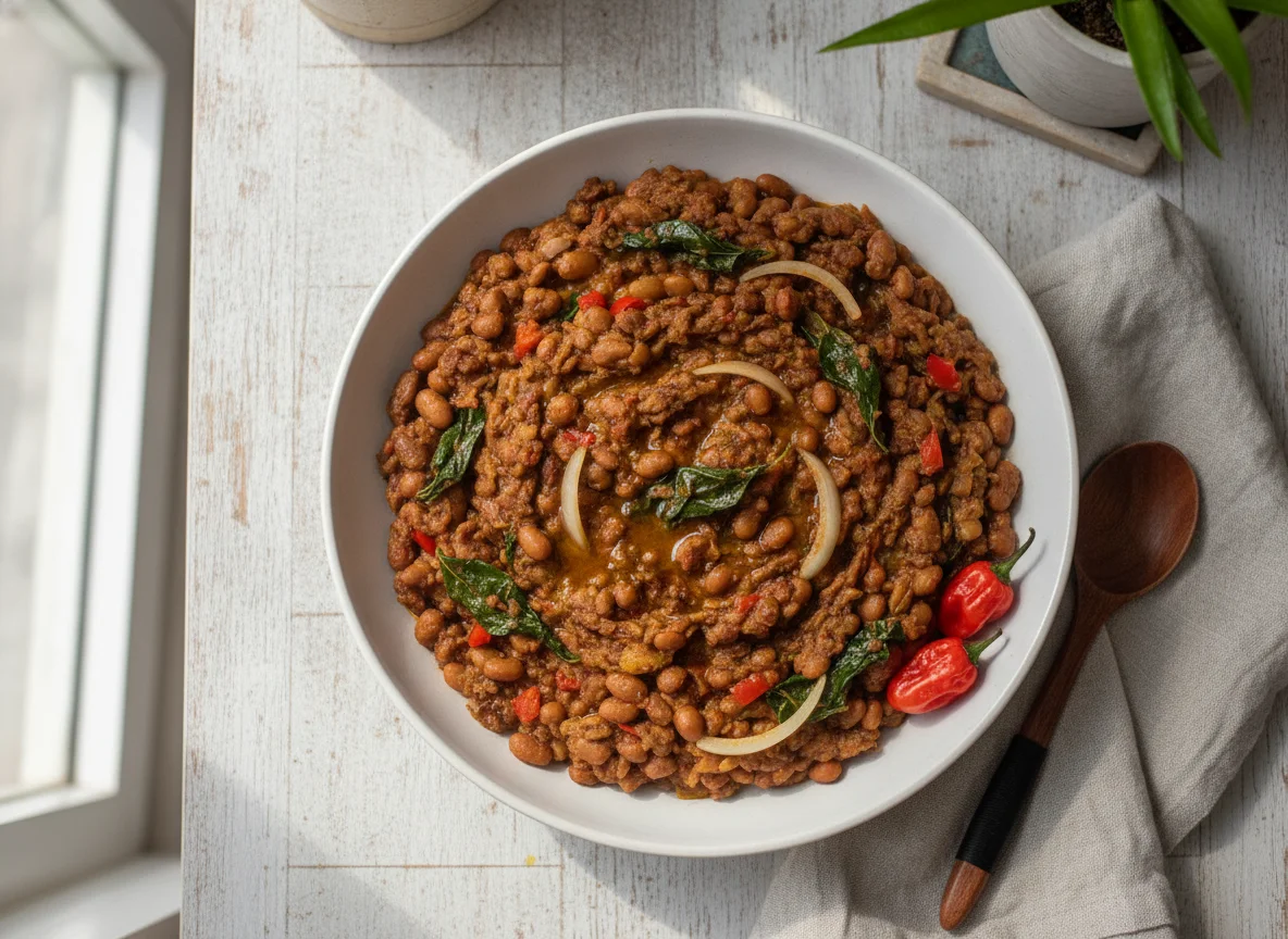 Nigerian Beans Porridge with Vegetables photo