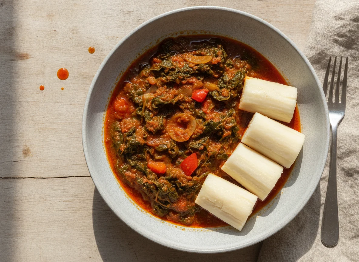 Nigerian Vegetable Stew with Yam photo
