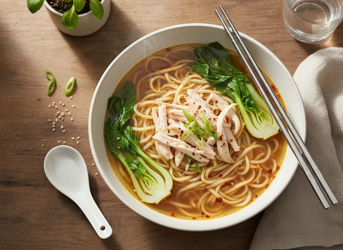 Noodle Soup with Chicken and Greens photo