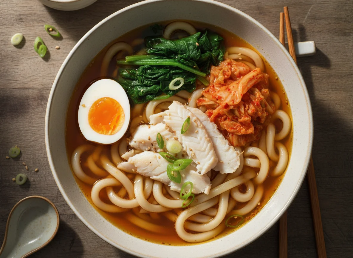 Noodle Soup with Fish and Eggs photo