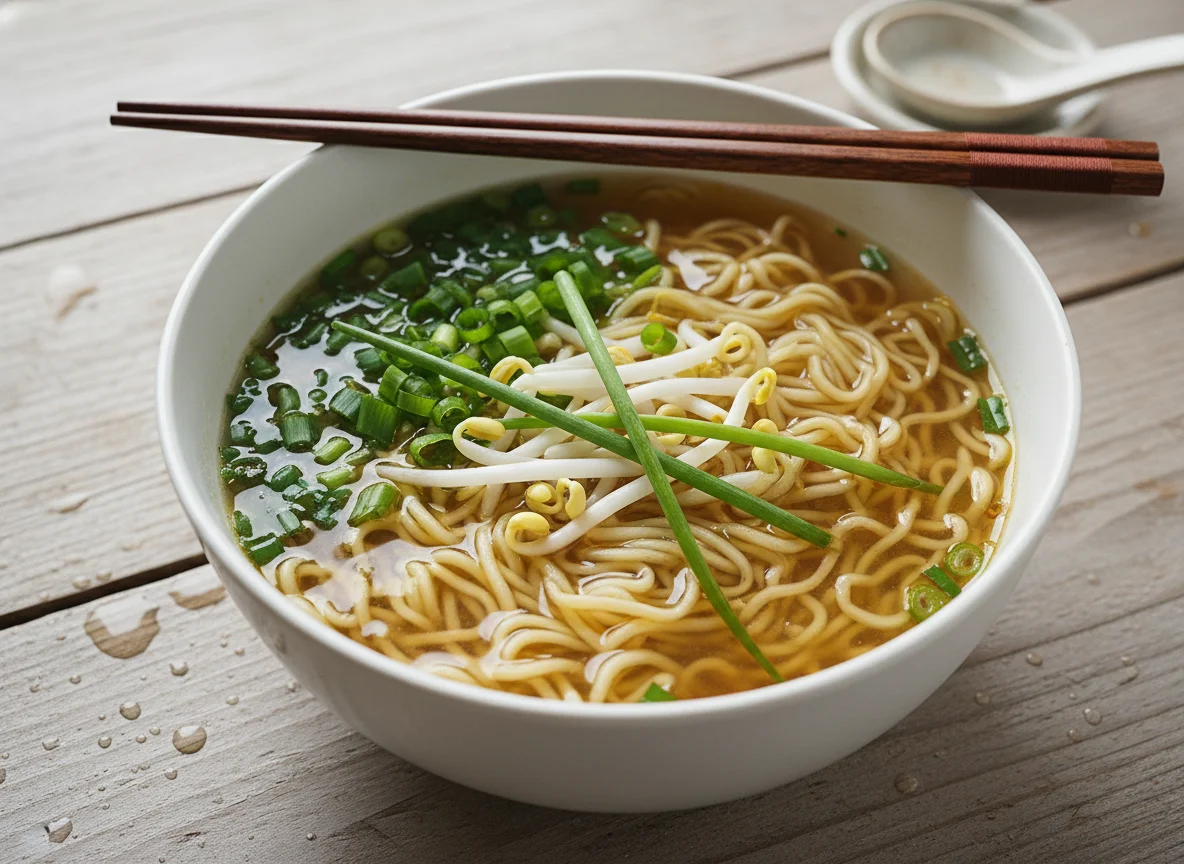 Noodle Soup with Spring Onions and Bean Sprouts photo