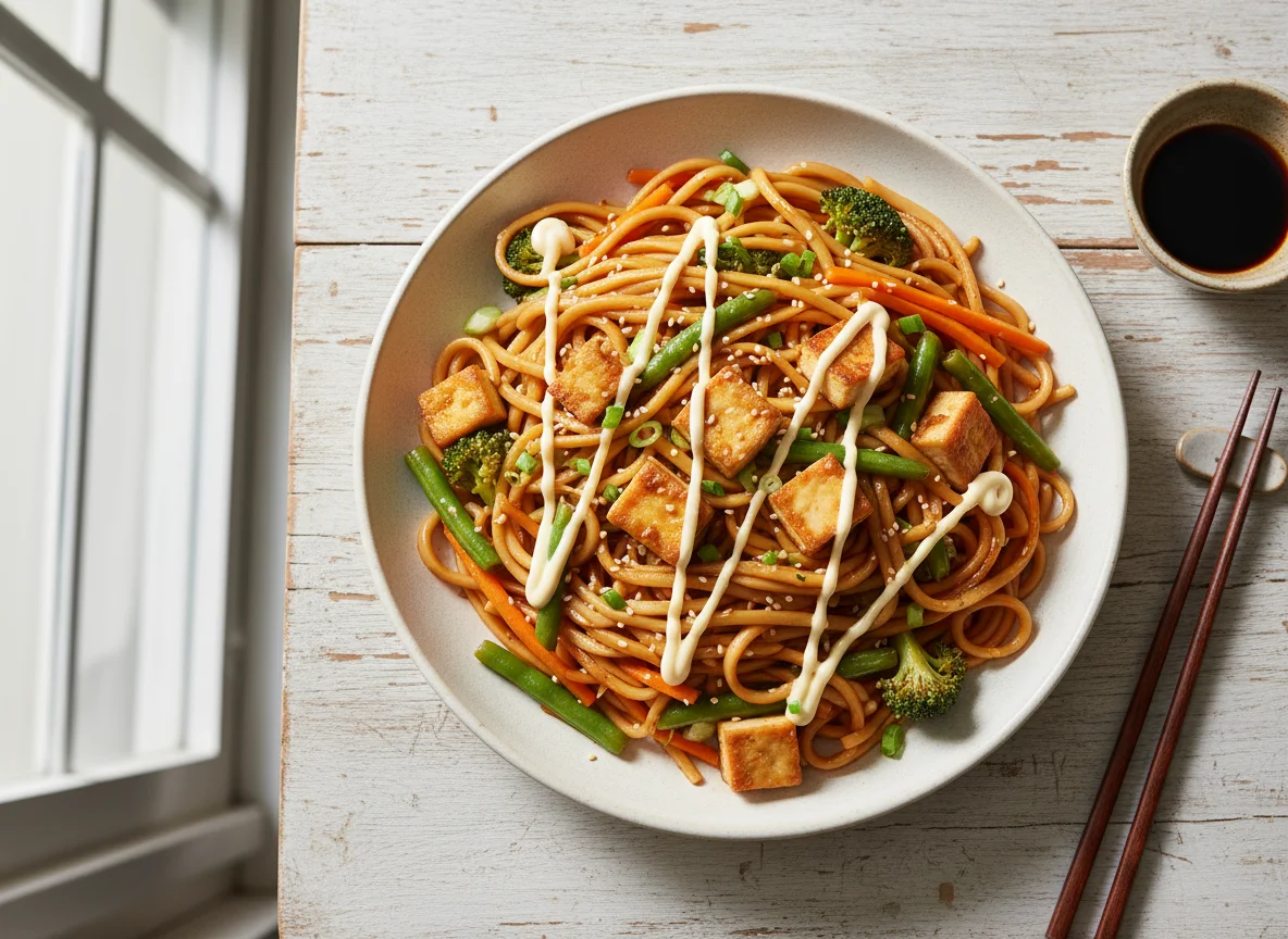 Noodle Stir-fry with Tofu and Vegetables photo