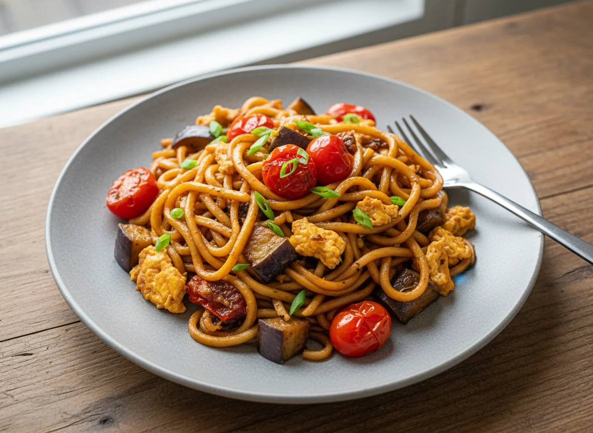 Noodle Stir-fry with Vegetables and Egg photo