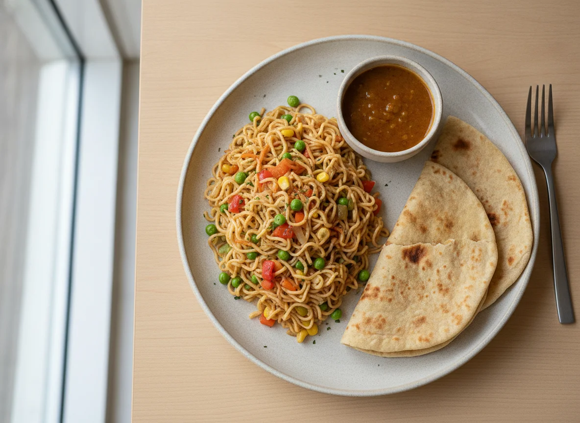 Noodles and Chapati photo