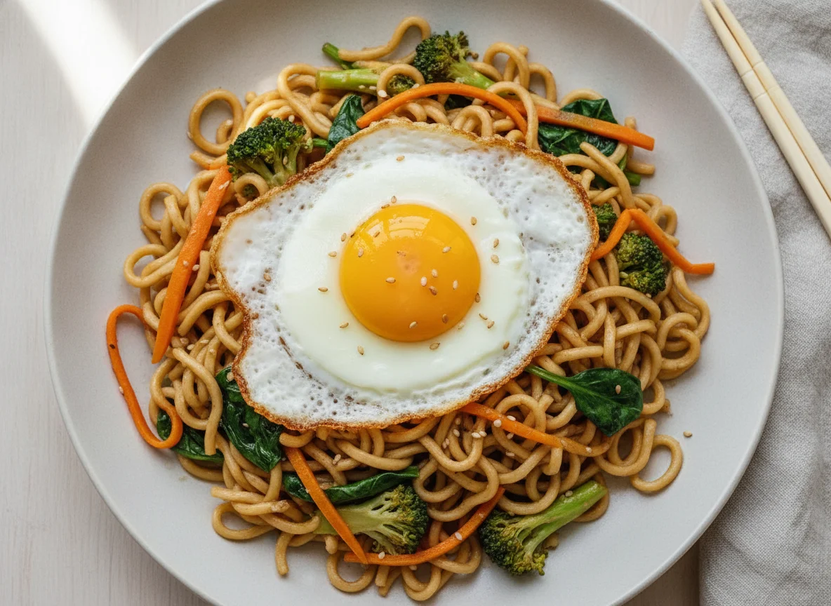 Noodles with Fried Egg photo