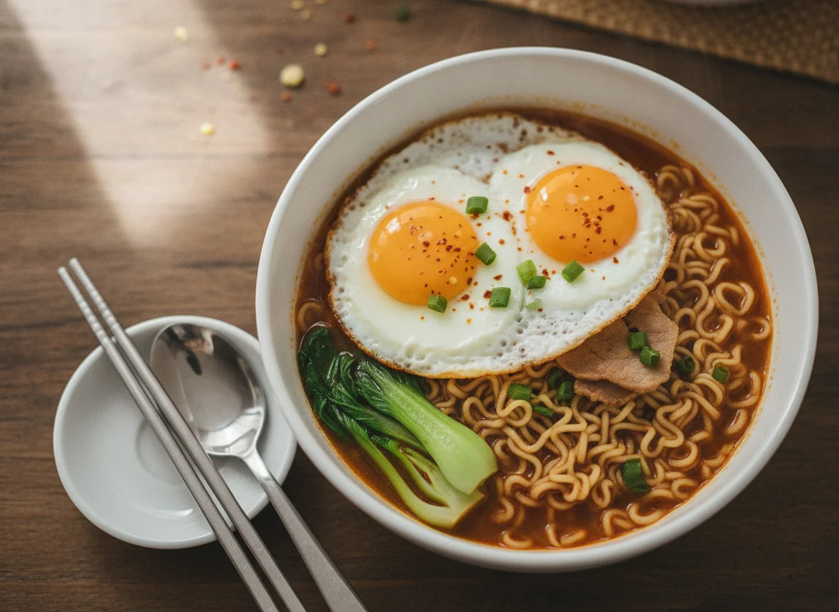 Noodles with Fried Eggs photo