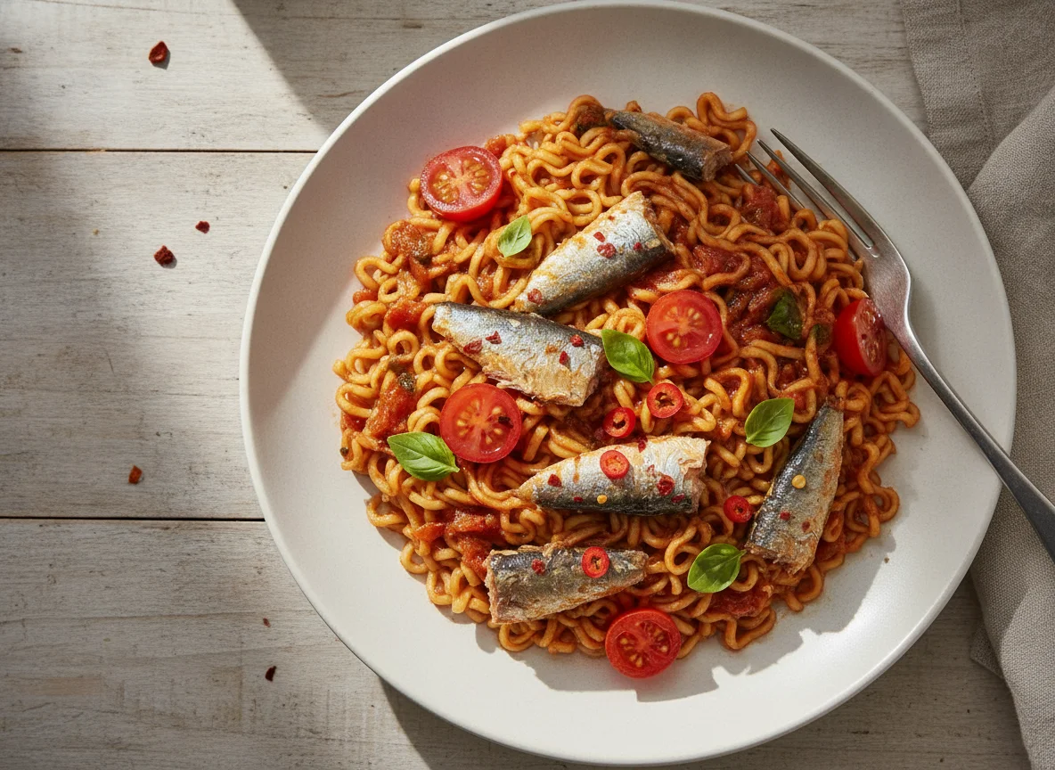 Noodles with Sardines in Sauce photo